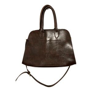 brown suede tote bag with strap